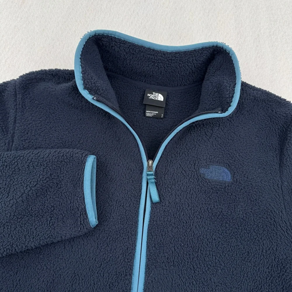 The North Face Mens S Navy Blue Sherpa Fleece Full Zip Jacket Outdoors Gorpcore